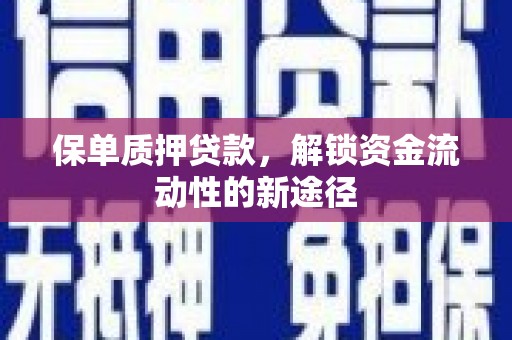那曲保单质押贷款，解锁资金流动性的新途径